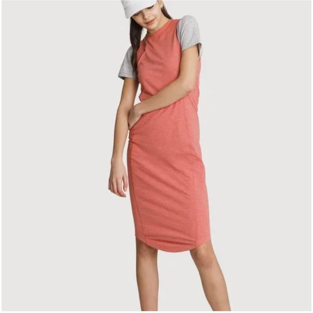 Kit and Ace Mock Neck Sleeveless Athletic Midi Dress, Pink